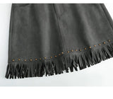 LOUIS YAO Tassels Rivet A-line Half Skirt 2025 Autumn Short Skirts Fashionable and Gentle Casual  Women's Half Skirt
