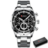 Men's six-needle multifunctional watch Waterproof calendar round strap stainless steel strap date men's business men's watch