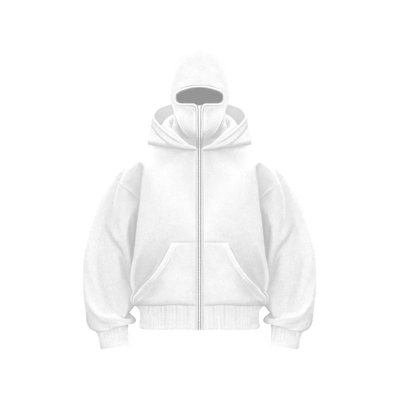 Men’s Fleece Zip-Up Hoodie with Double-Layer Hood