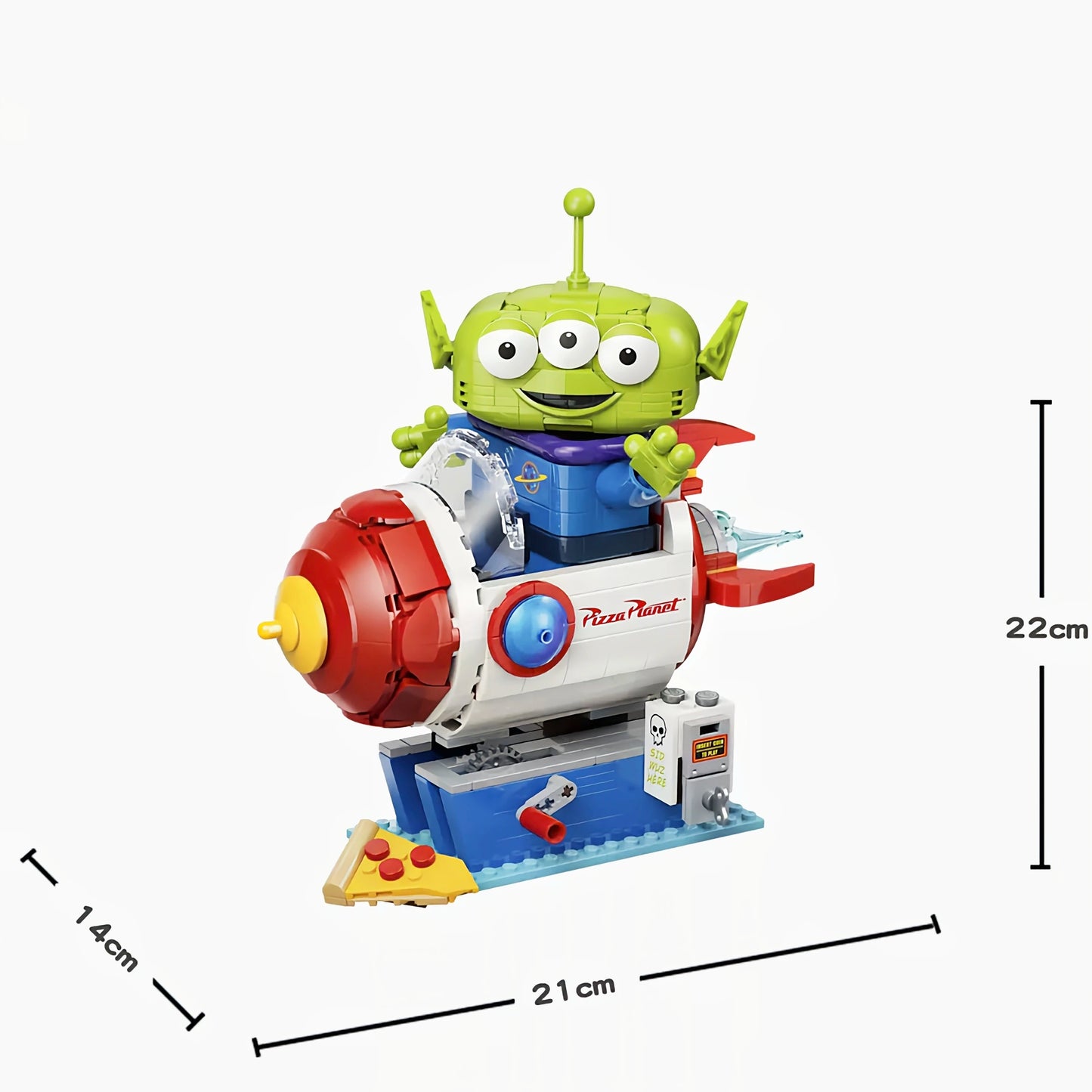 2026 New 570pcs Classic Movie Alien With Pizza Planet Rocket Ride 43307 Three Eyed Alien Building Block Model Toy Ornament Gifts