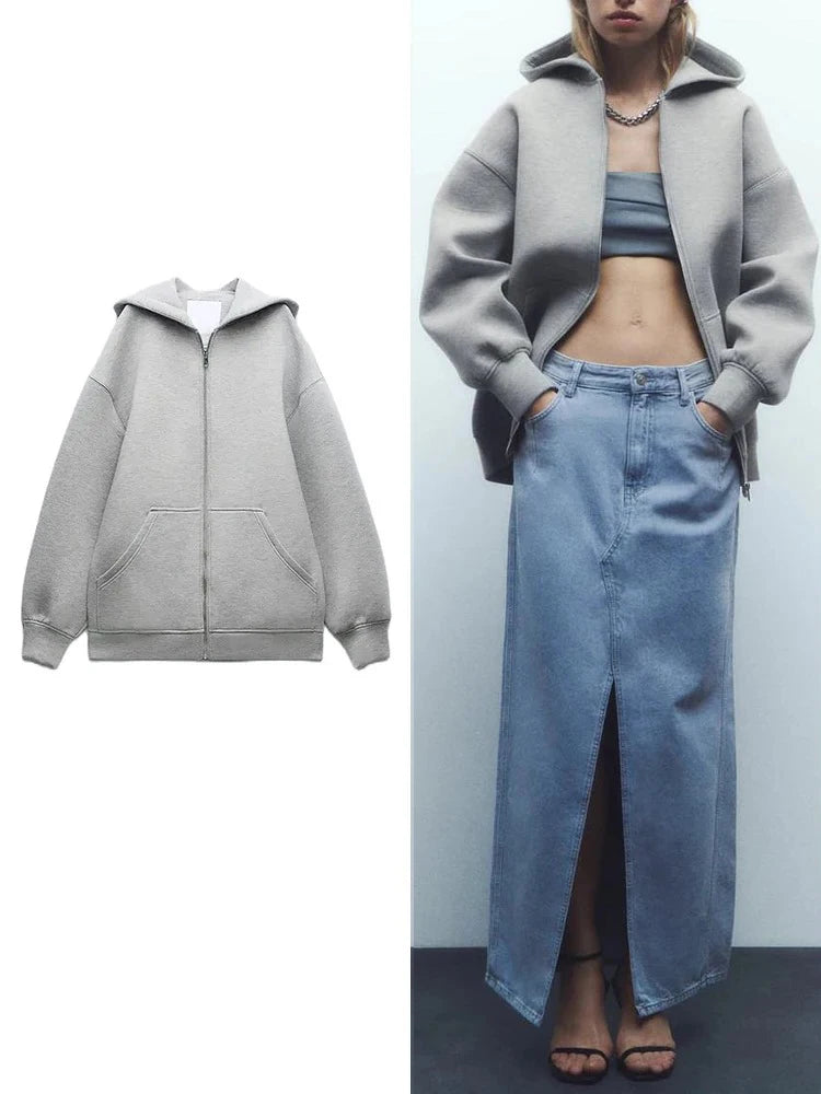 Women’s Relaxed Fit Hooded Zip Sweatshirt