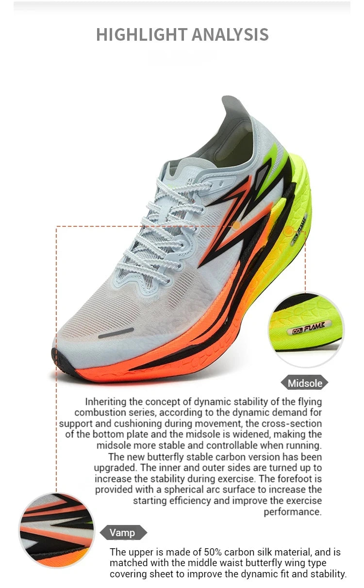 361 Degrees Flame 4.0 Men Running Shoes New Carbon Plate Racing Marathon Stable Rebound Traction Jogging Male Sneakers 672512205