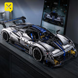 Silver-Blue Racing Sports Car Building Set High-Quality Materials for Car Enthusiasts to Assemble Their Own Supercar Model