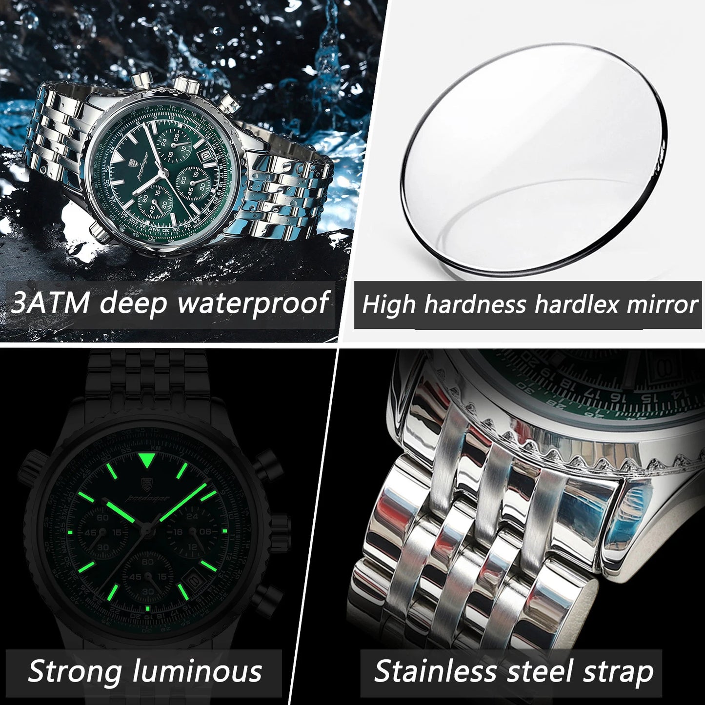 POEDAGAR Men's Luxury Chronograph Wristwatch