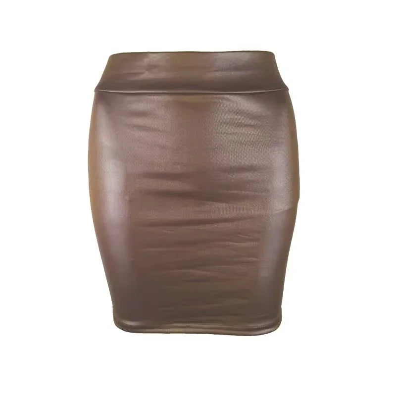 Chic Matte Leather High-Waist Mini Skirt | Slim Fit Nightclub & Streetwear