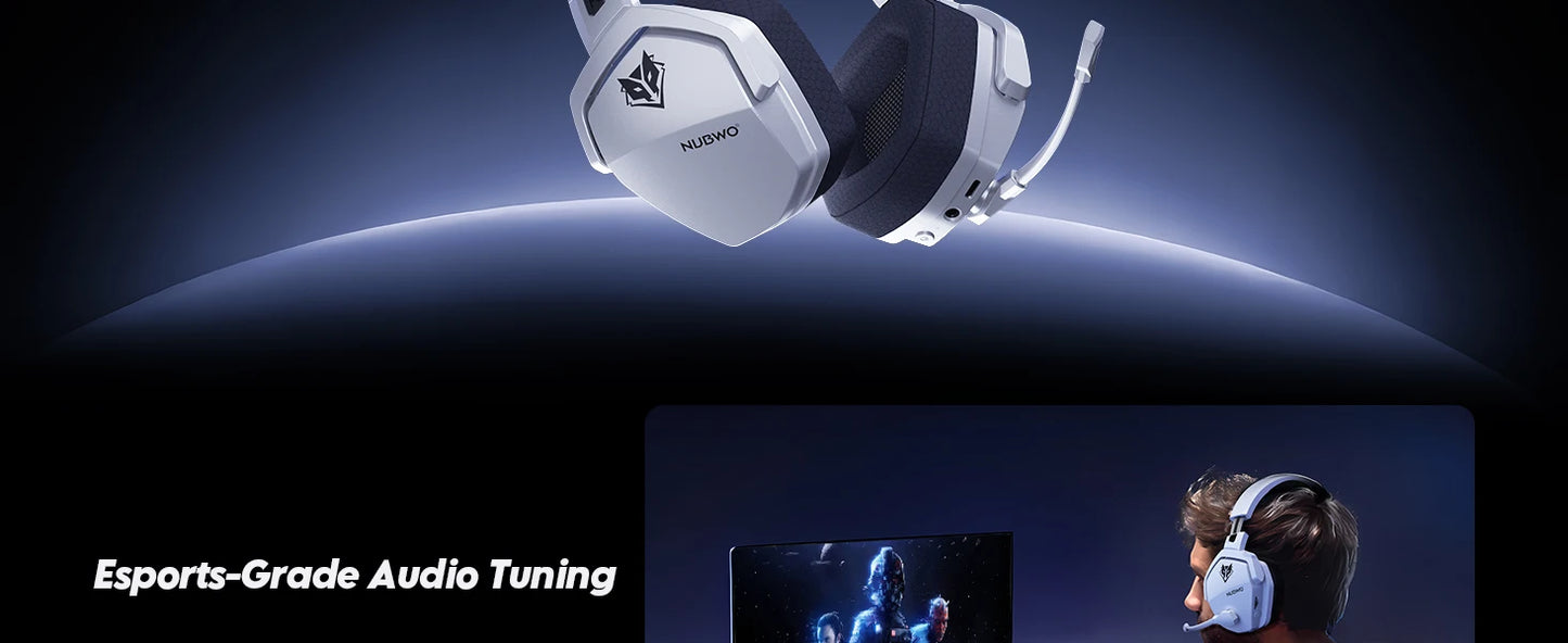 NUBWO G06 Dual Wireless Headsets Gamer 2.4GHz Bluetooth 5.3 Gaming Headphones with Microphone for PS5, PS4, PC, Mobile, Switch