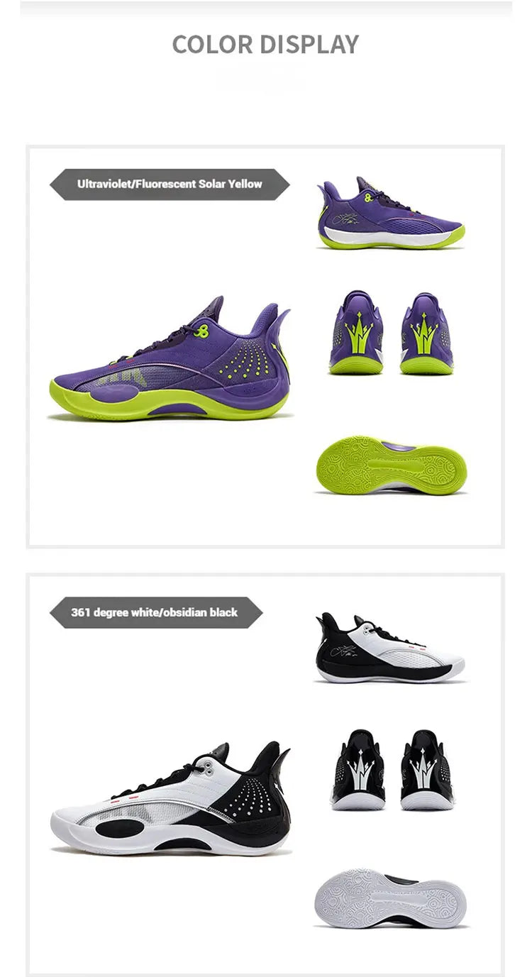 361 Degrees Team Joker Men Basketball Shoes Combat Rebound Anti-slip Wear-resistant CQT-QU!K Stable High-top Sneakers 572511105
