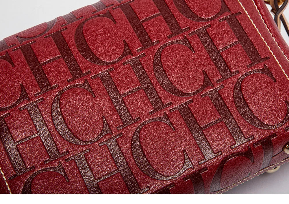 CH Crossbody Bag For Women Luxury Monogram Leather Handbag Fashion Wide Strap Shoulder Bag Elegant Lock Flap Bag For Daily Use