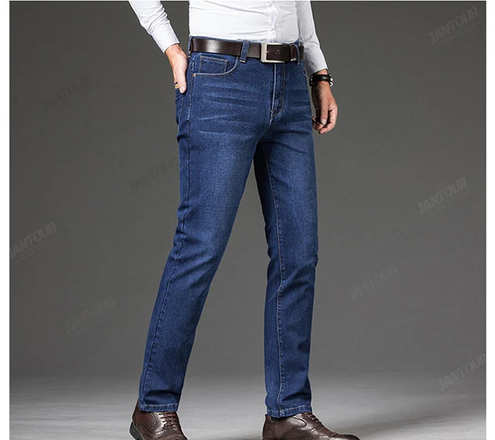 Cotton Men's Jeans Denim Pants Brand Classic Clothes Overalls Straight Trousers for Men Black Oversize Large Size 35 40 42 44 46