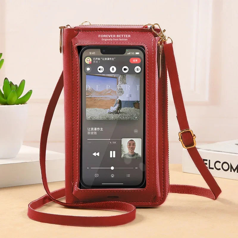 Women Crossbody Bags Touch Screen Cell Phone Purse 2023 Fashion Shoulder Bag Mobile Mini Wallet Card Holder Handbag for Female