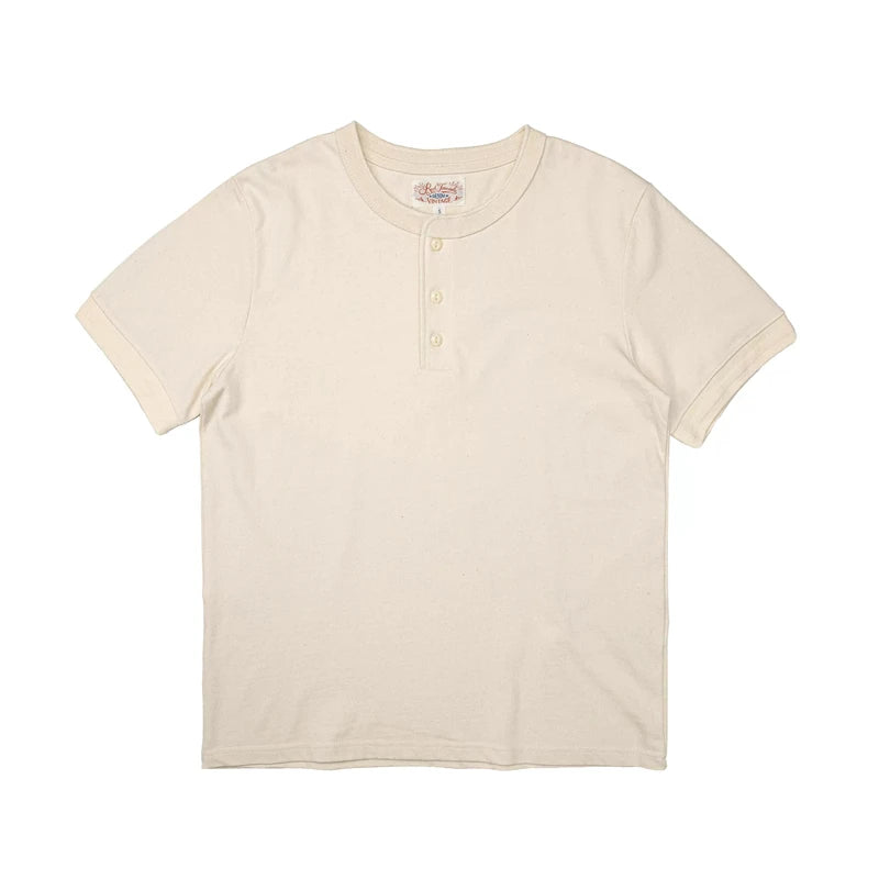 Heavyweight Cotton Henley Tee – Vintage Everyday Essential