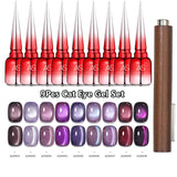 AS 9pcs Cat Eye Magnetic Moonlight Gel Nail Polish Set 15ml Sparkle White Silver Water Light Red UV Gel Nail Art Manicure Vernis