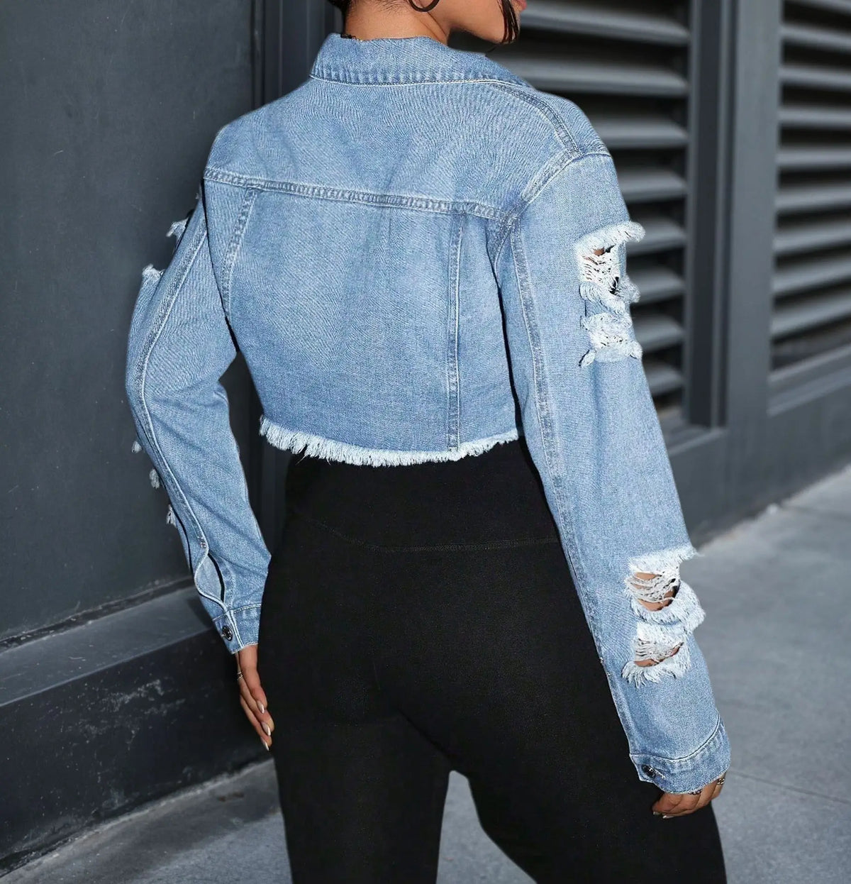 Vintage Distressed Denim Jacket – Short Autumn Streetwear Coat (USA Made)