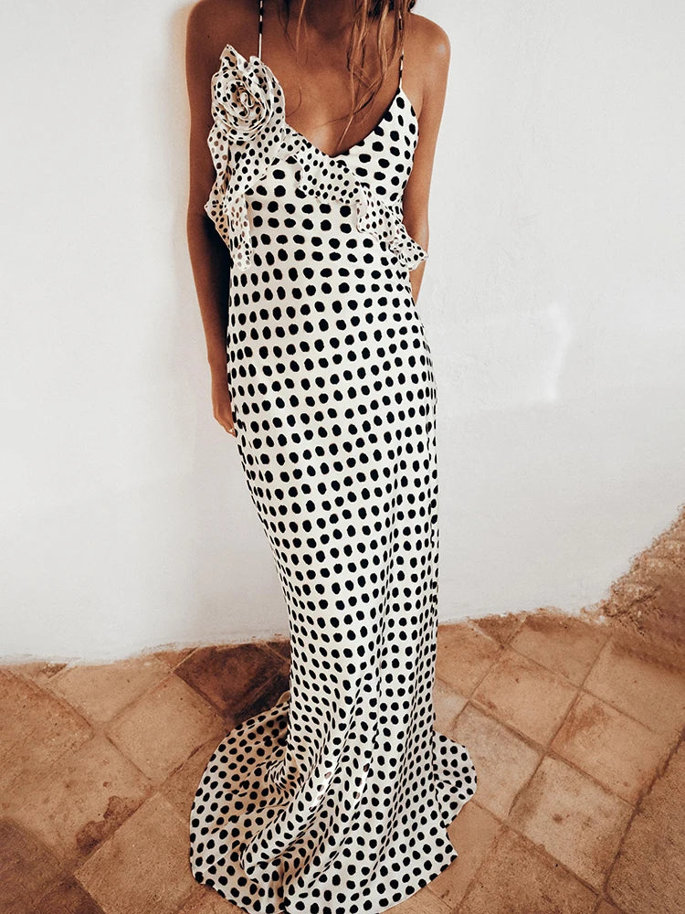 Floral Print Backless Maxi Dress