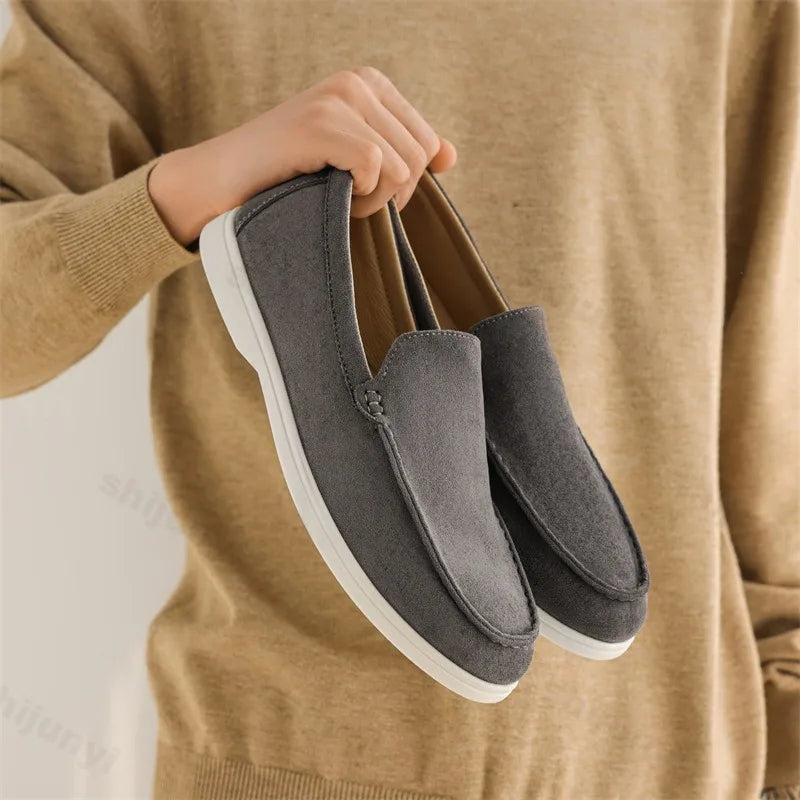 Men Flat Loafers 2025 Frosted Suede Flat Shoes Comfortable Non Slip Fashion Loafers Lightweight Trendy Outdoor Casual Shoes
