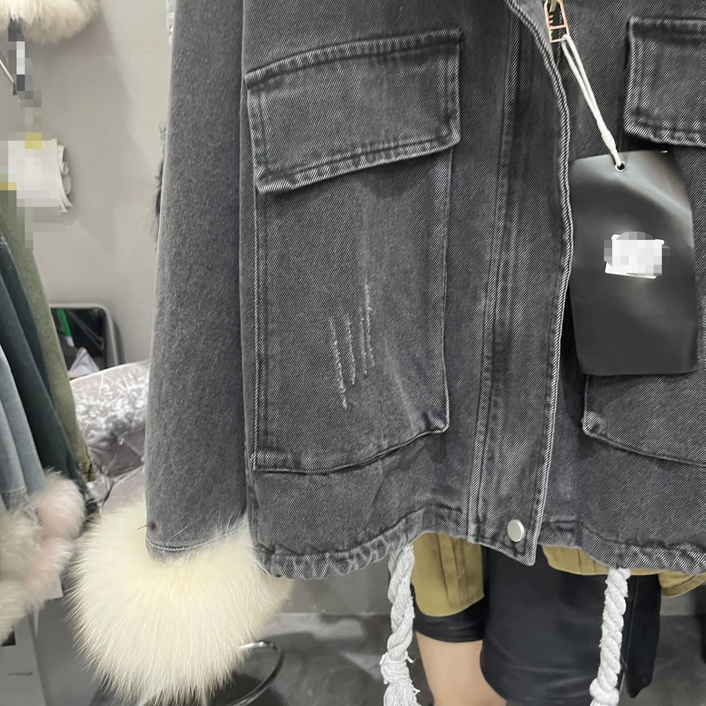 Women's Fox Fur Denim Winter Jacket – 2025 USA Streetwear Edition