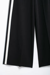 2024 New Women Casual Black Trousers Suits Sports Short Jacket + Female Vinatge Black White Patchwork Baggy Pants Street