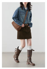 Chic Ven Women's Corduroy A-Line Mini Skirt