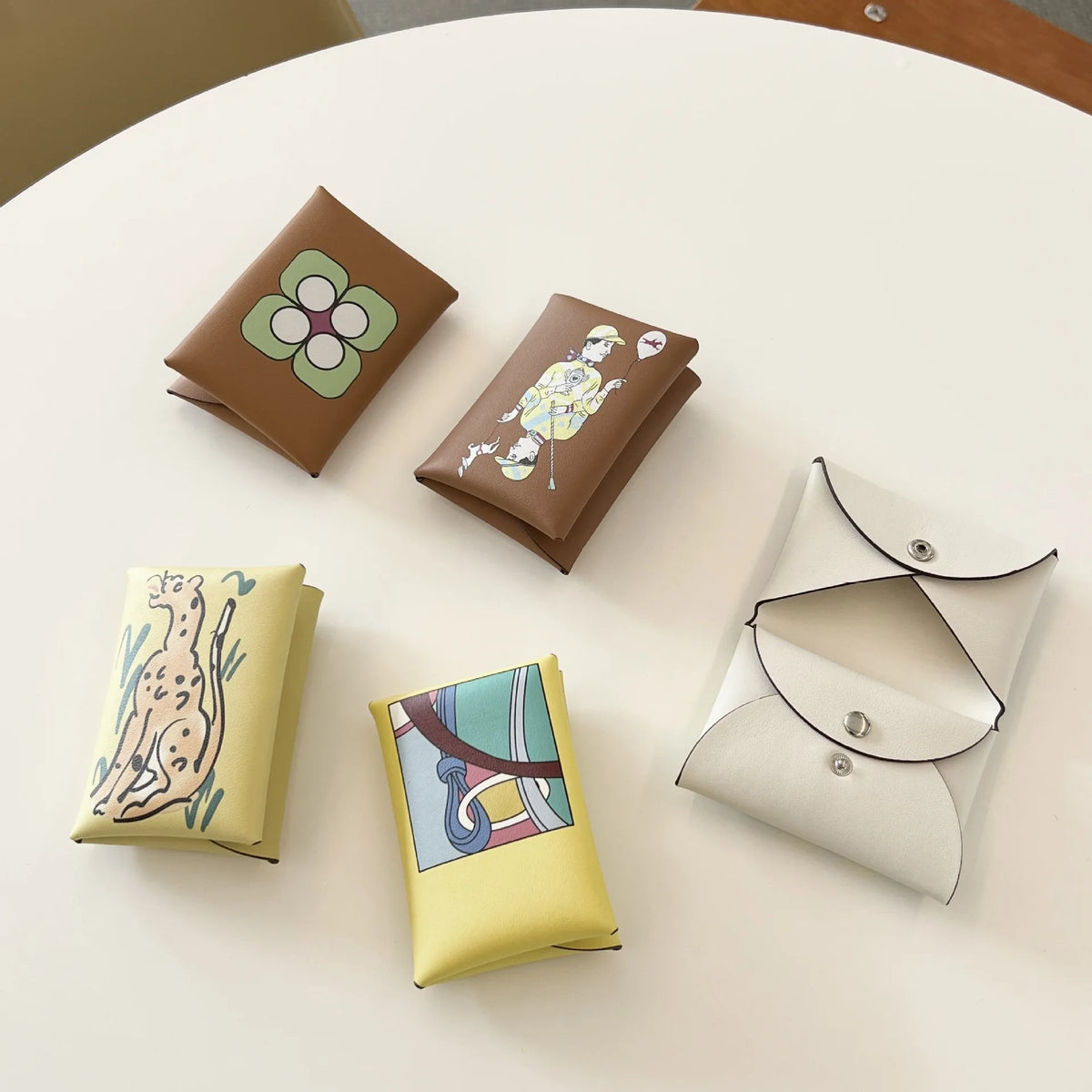 Printing Purse Genuine Leather Small Coin Wallet Genuine Leather Hasp Coin Purse Pouch Change Holder Card Holder for Men Women