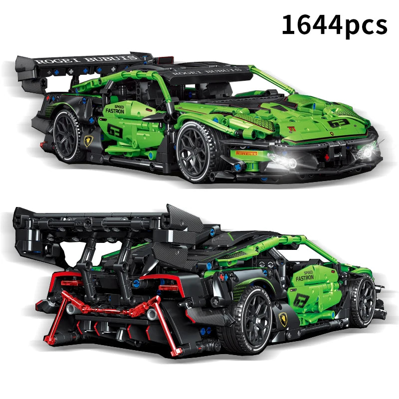 Technical Green Speed Racing Car Model Building Blocks Kit MOC Assembly Bricks Toys Desktop Collectible Holiday Gift For Kids