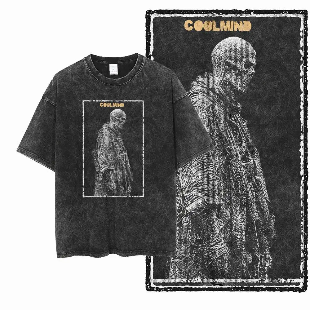 G24 Exclusive Big Size Cool Cotton Men's COOLMIND Printed Graphic T-shirt | Acid Washed Streetwear O-neck Men's Tee Tshirt