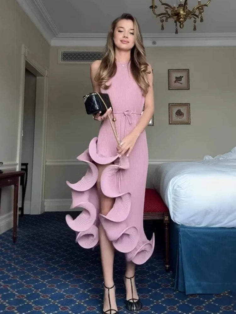 Summer Elegance: Women’s  Irregular Sleeveless Maxi Dress