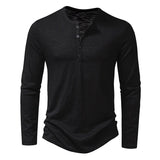 Men's Cotton Henley Long Sleeve Shirt