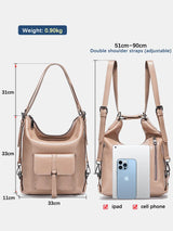 Zency Stylish Women Shoulder Bag 100% Genuine Leather Large Capacity Handbag Multifunction Satchel Bag Backpack Brown 2 in 1 Bag