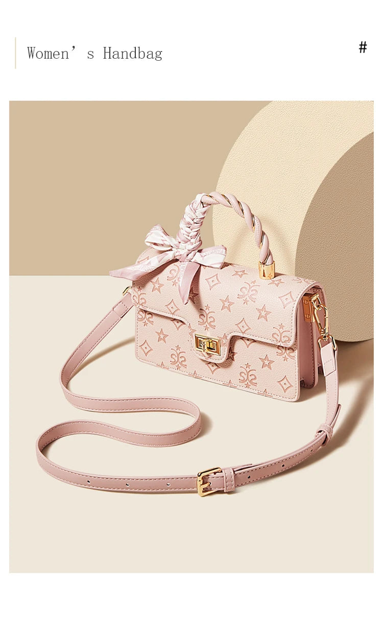 FOXER Brand PVC Leather Pink Handbag Women's Shoulder Bag Chic Small Square Bag Fashion Female Crossbody Bag Ligth Luxury