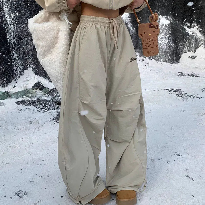 Women's Fleece Wide-Leg High-Waist Pants
