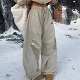 Women's Fleece Wide-Leg High-Waist Pants
