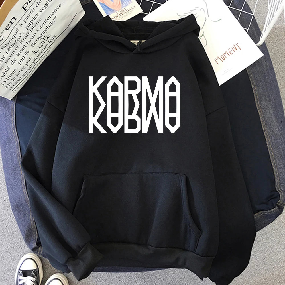 KARMA Vintage-Inspired Fleece Pullover Hoodie