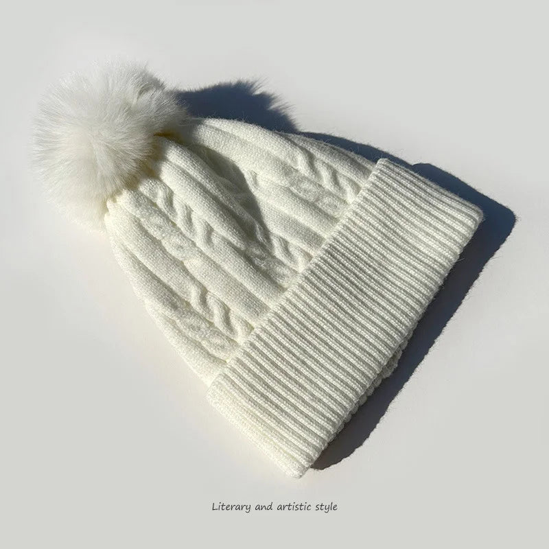 Women warm beanie hat men Plush and thickened cap winter ear protection high-end ski hat warm big head knit hat women's winter