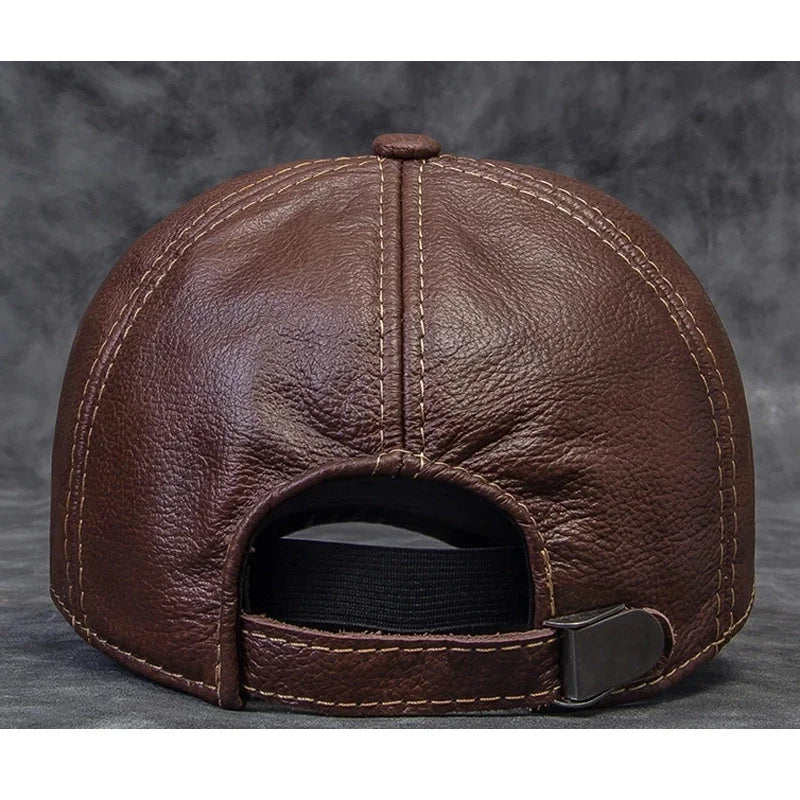 Men's Genuine Leather Baseball Cap | Eagle Print