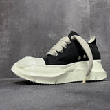 Men's Platform Heels Shoes Leather Women Canvas Luxury Jumbo Lace Up High Street Autumn Flats Black Sneakers