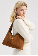 New Winter Women's Natural Suede Leather Bags Female Soft Cowhide Durable Crossbody Shoulder Bag Ladies Fashion Commute Handbags