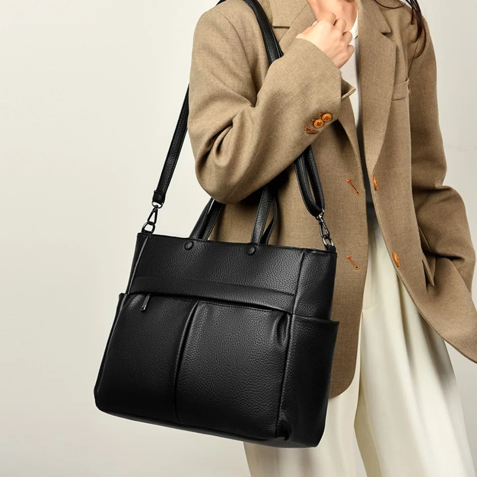 14'' Laptop Business Commuting Handbag Top Quality Materials Ladies Handbag Female Shoulder Bag Put in A4 Magazine and Notebook