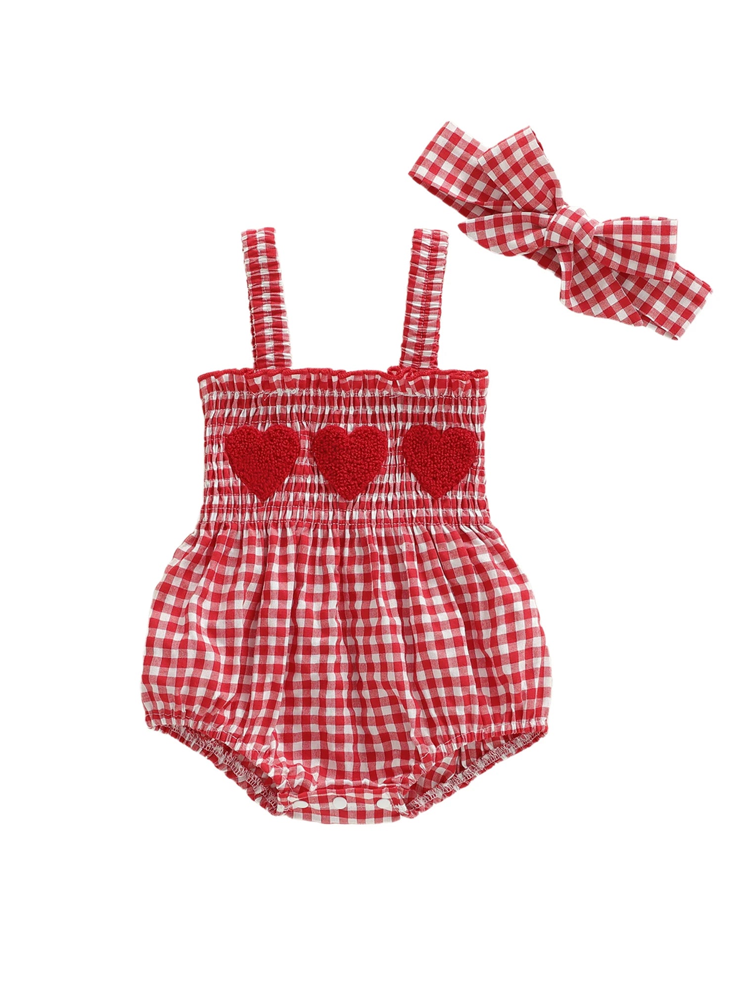 Toddler Girl Heart Print Romper & Headband Set