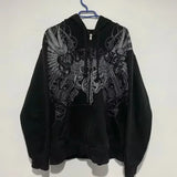 Y2K Gothic Oversized Zip-Up Hoodie