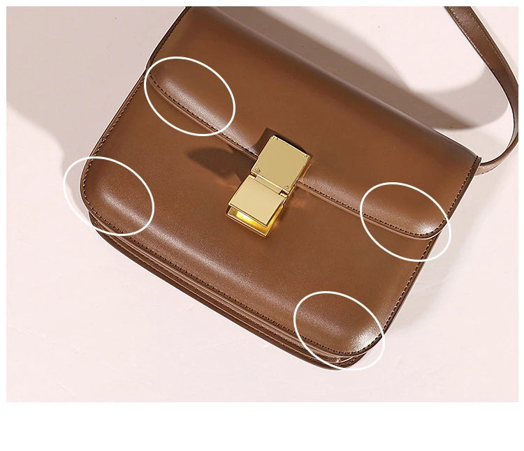Women’s Genuine Leather Shoulder Bag 2025 Trend Brand Small Square Bags Luxury Designer Handbag Fashion Messenger BagsTofu Bags