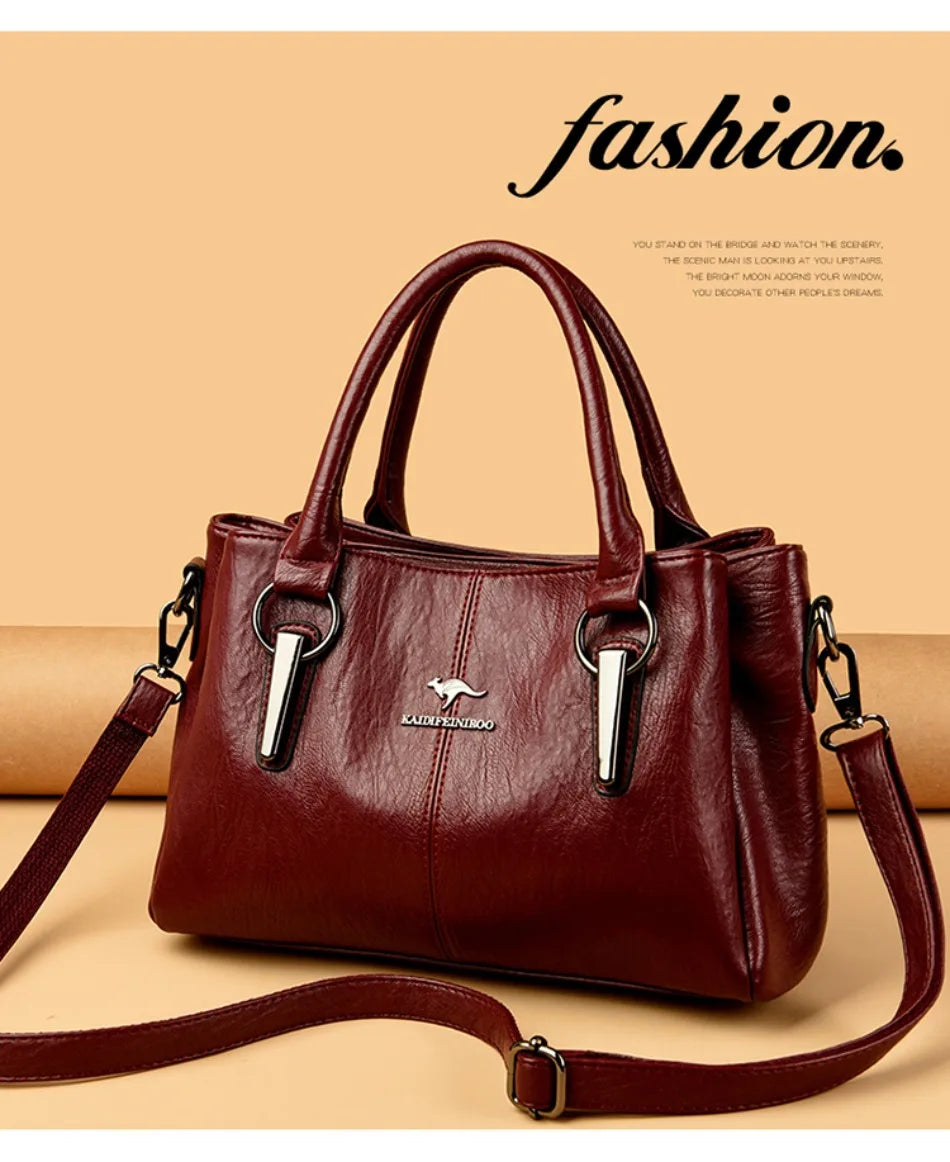 Genuine 3 Layers High Quality Soft Leather Ladies Shoulder Crossbody Bags for Women Luxury Handbags Women Bags Designer