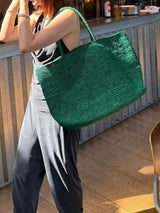 Fashionable Natural Rafia Grass Hand-woven Bag, Large Capacity, Lightweight, Versatile, Suitable for Daily Use, Women's Handbag