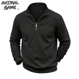 Mens Zip Up Streetwear Mock Neck Jumper Winter Warm Fleece Knit Top Long Sleeve Pullover Outdoor Work Jacket Coats Sweatshirts
