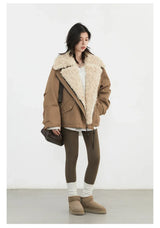 CHIC VEN Fashion Women Coats Loose Casual New Retro Motorcycle Cotton Jacket Thick Warm Female Overcoat Autumn Winter 2025