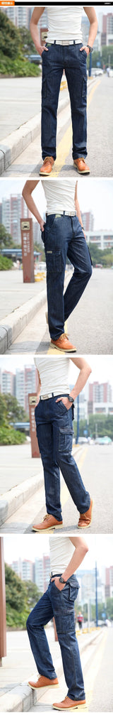 High Quality Men's Jeans Multi Pocket Denim Cargo Pants Oversized Casual Pants Men Clothing Loose Trousers 29-44
