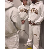 2025 European and American New Trendy High Street Leopard Print Loose Hooded Sweatshirt Casual Stacking Sweatpants