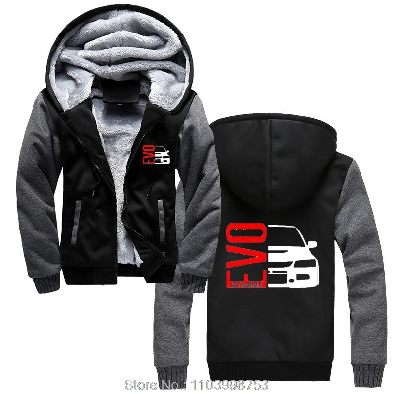 Winter Hoodie Cotton Male Casual Letters EVO 8 9 VIII IX Lancer Evolution Graphic Fashion zip up Jacket Hoody Unisex Tops coats
