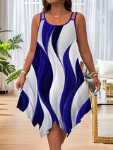 Women’s Plus Asymmetric Geometric Print Strappy Dress