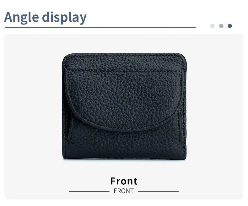 New Women Genuine Leather Mini Wallet RFID Folding Simple Ultra-thin Small Soft Cowhide Wallet Female Card Holder Coin Bags