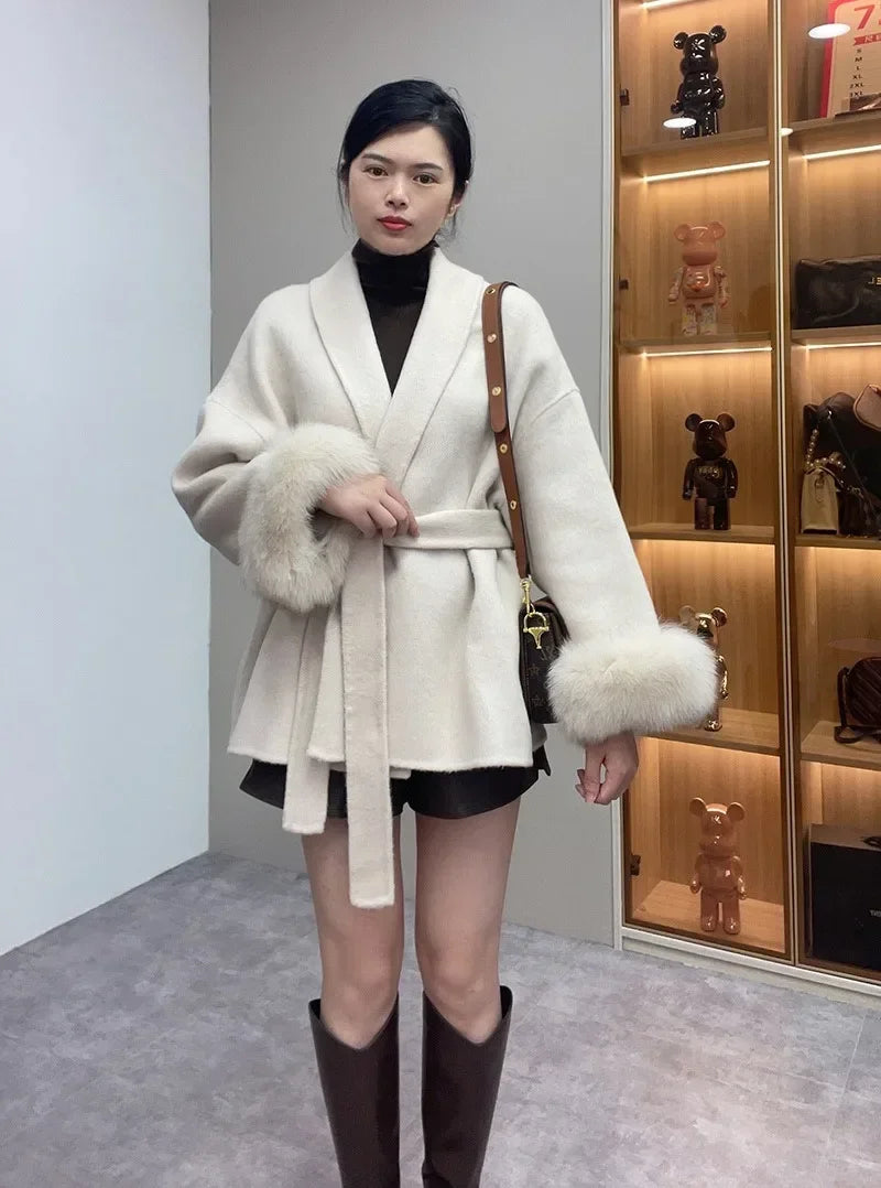 Double-Sided Wool & Fox Fur Jacket